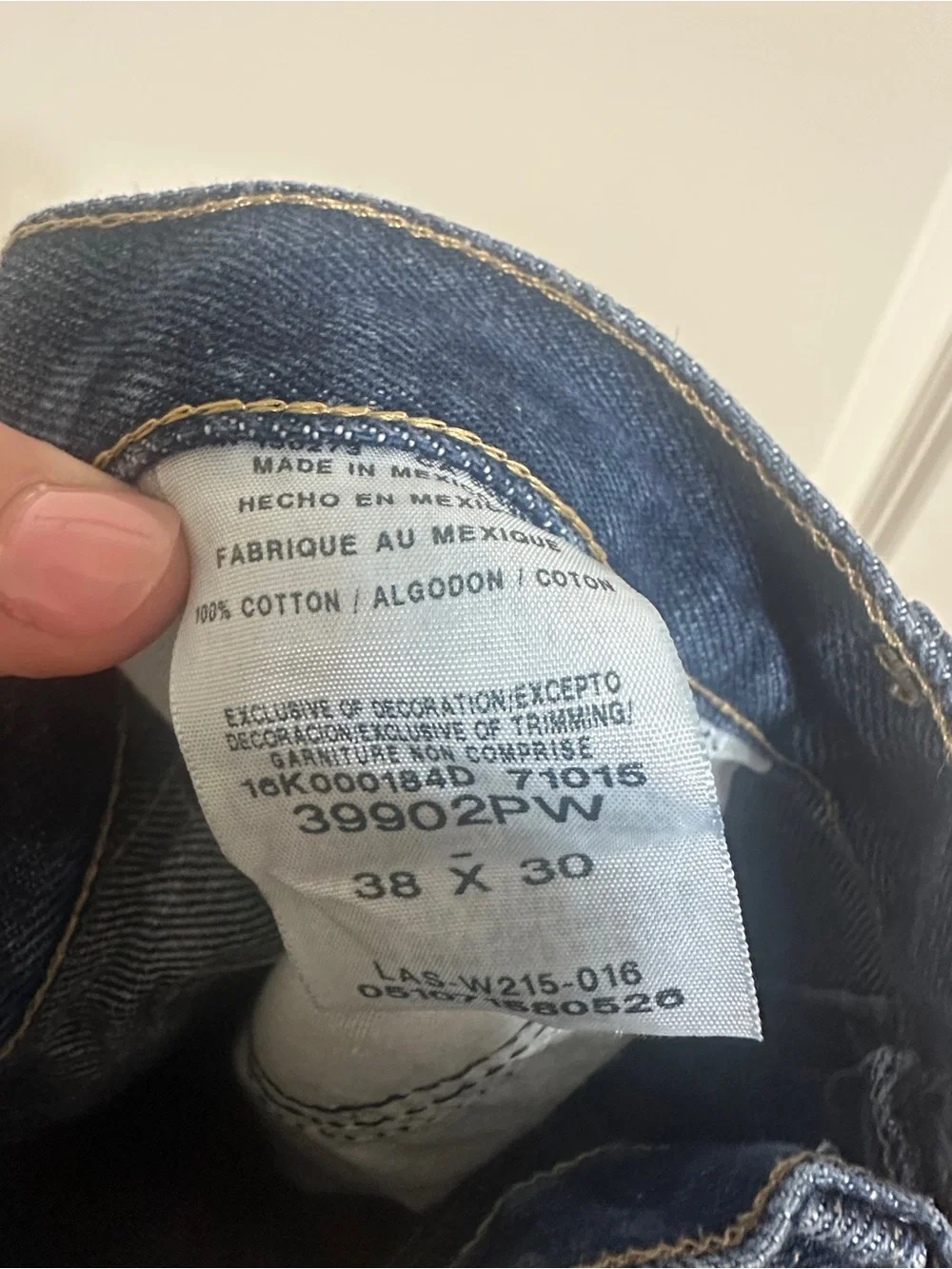 Men's 38x30 Wrangler Dark Blue Denim Jeans